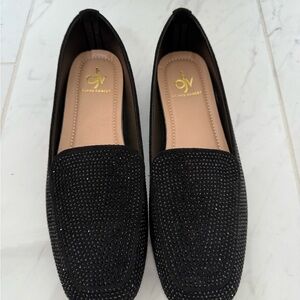 Black Rhinestone Loafers by